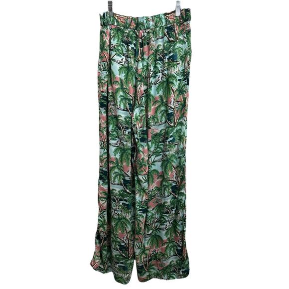 Monki Palm Tree's Hawaiian Wide Leg Women's Pants Viscose Size S - Picture 2 of 8
